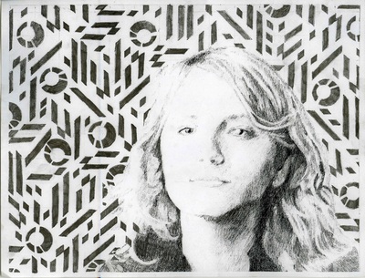 Value Portrait Drawing with Pattern Background - art with ross